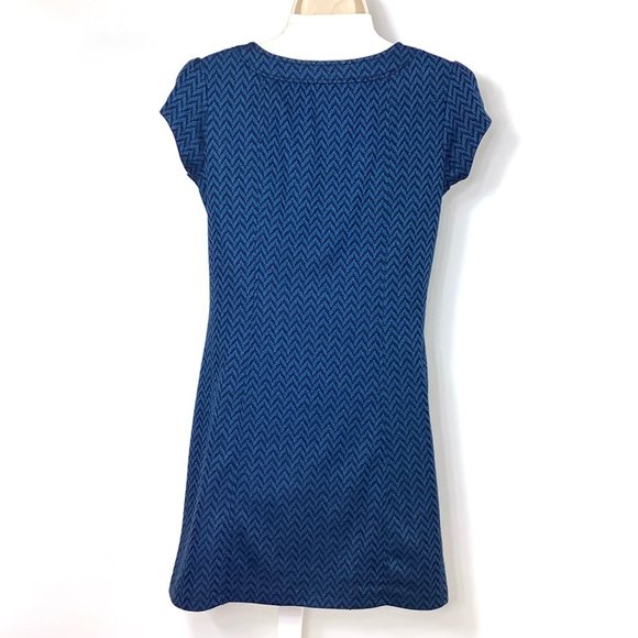 BeBop Dress Blue Black Chevron Geometric Print Small S Ruffle - Picture 7 of 9